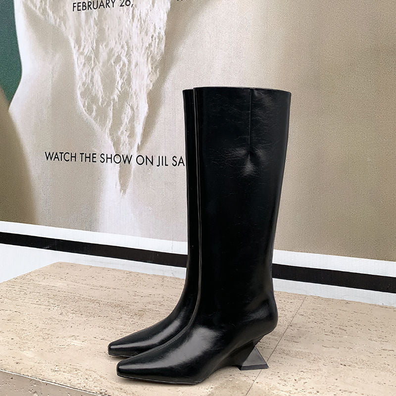 Karin Luna European and American Style Unisex Square-Toed Long Boots