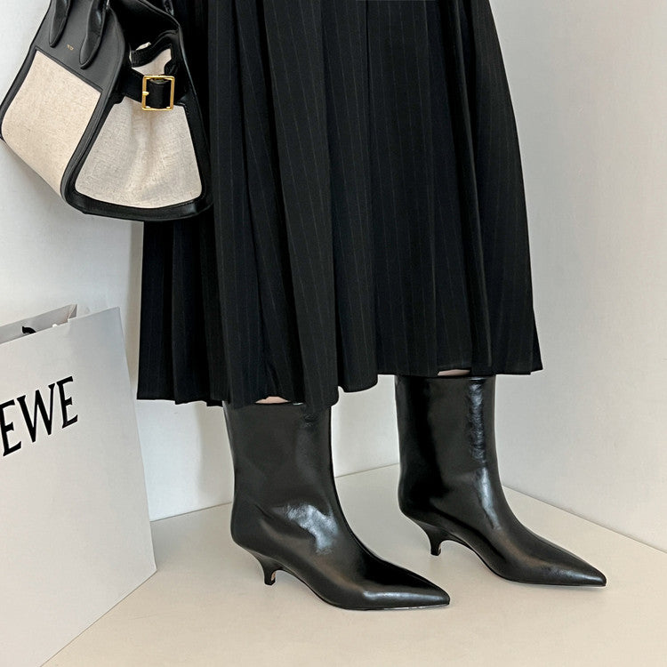 Karin Luna In Stock Spot Goods Minimalist Tube Kitten Heel Short Boots