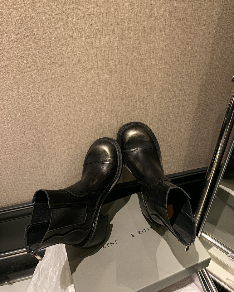 Karin Luna In Stock Spot Goods  Round Toe Stretch Round Toe Chelsea Short Boots