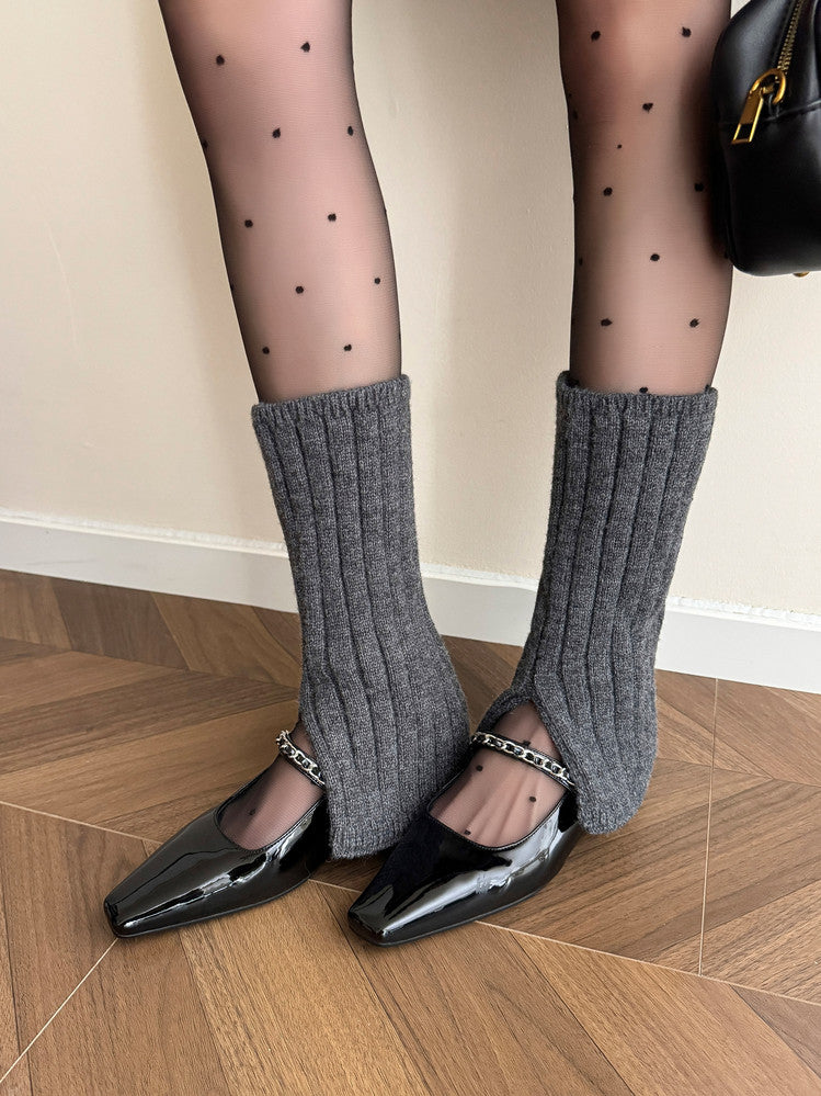Karin Luna In Stock In Stock ~Metal One-Strap Pearl Small Square Toe Height-Increasing Flats