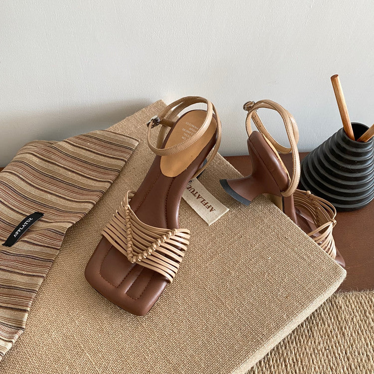 Karin Luna Data Hot Item  Comes with data plan included Hand-woven Square Toe Sofa Insoles Irregular Heel Sandals