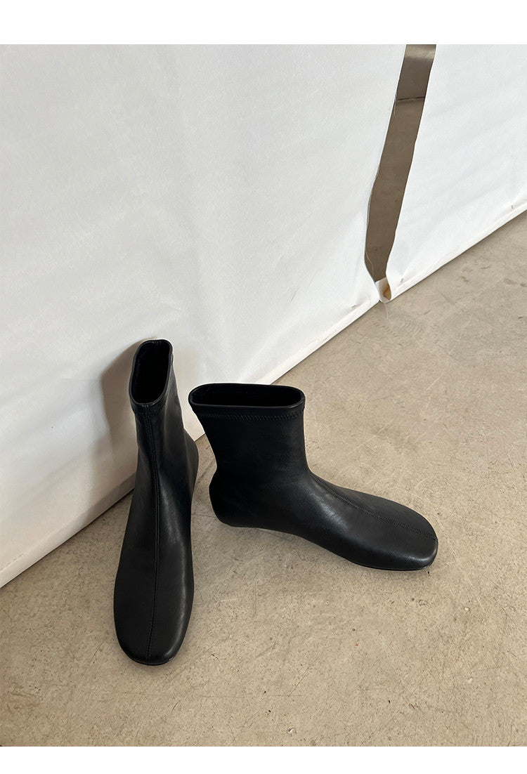 Karin Luna In Stock Spot Goods Round Toe Basic Stretch Slim Short Boots