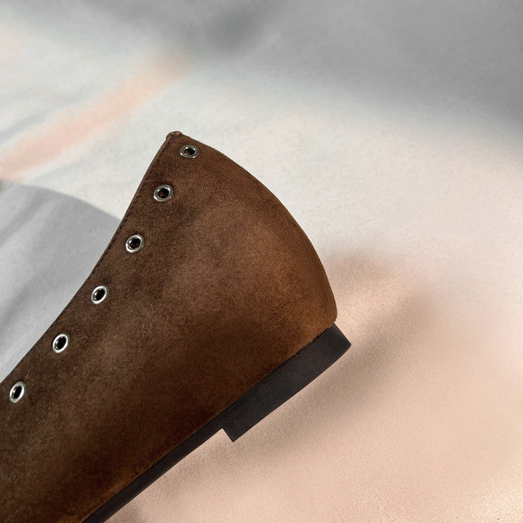 Karin Luna In Stock Spot Goods    Old Money Style Square Toe Suede Flats