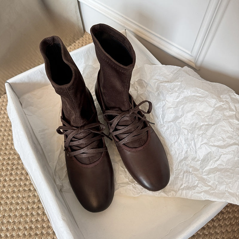 Karin Luna Round Toe Internal Height Increase Lace-up Ankle Boots