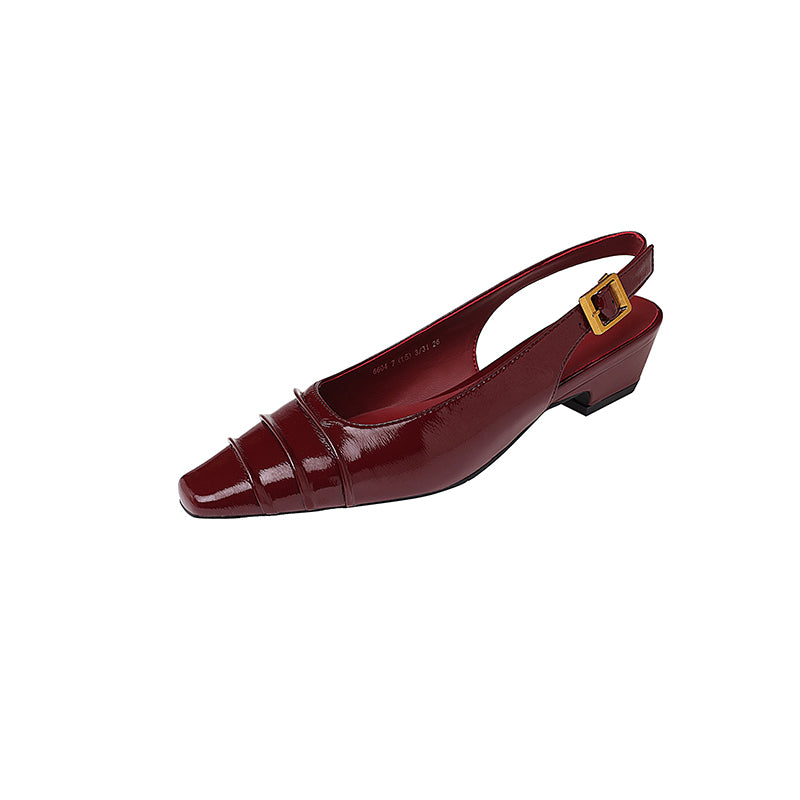 Karin Luna French Retro Square Toe Wrinkled Closed-Toe Sandals