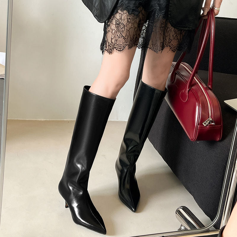 Karin Luna In Stock In Stock    Stunning Elegant Style Kitten Heel Straight Long Boots