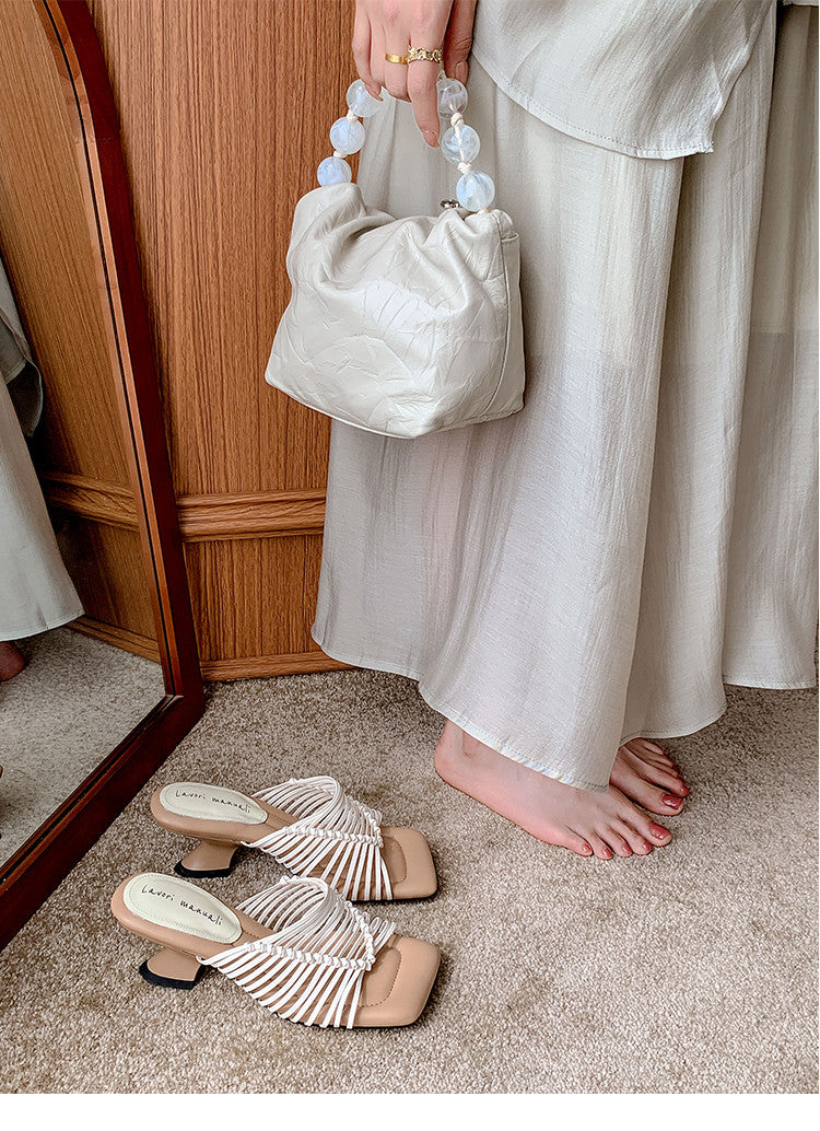 Karin Luna Bestseller Woven Vacation Style Series~ Elegant High Heel Slippers