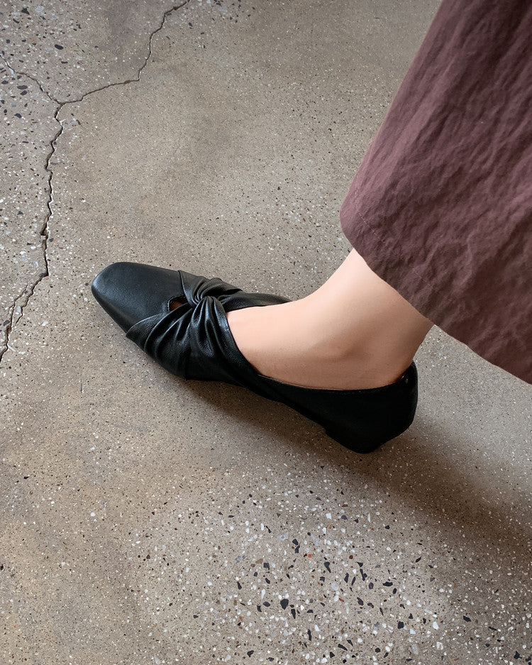 Karin Luna Cross Design Square Toe Hidden Wedge Shoes