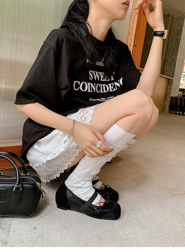 Karin Luna In Stock Spot Goods    Color Block Cowhide Leather Square Toe Slip-On Height Increasing Bowknot Flats