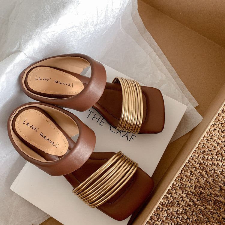 Karin Luna In Stock In Stock Minimalist Style Square-Toed Elegant Slippers