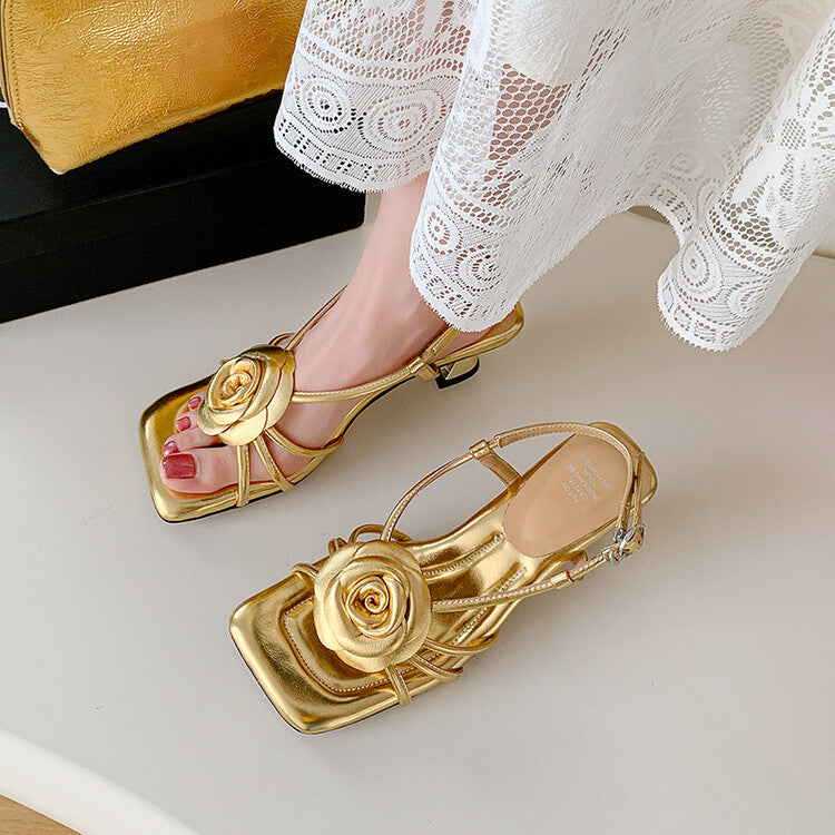 Karin Luna Exquisite Camellia ~French Retro Open-Toe Sandals