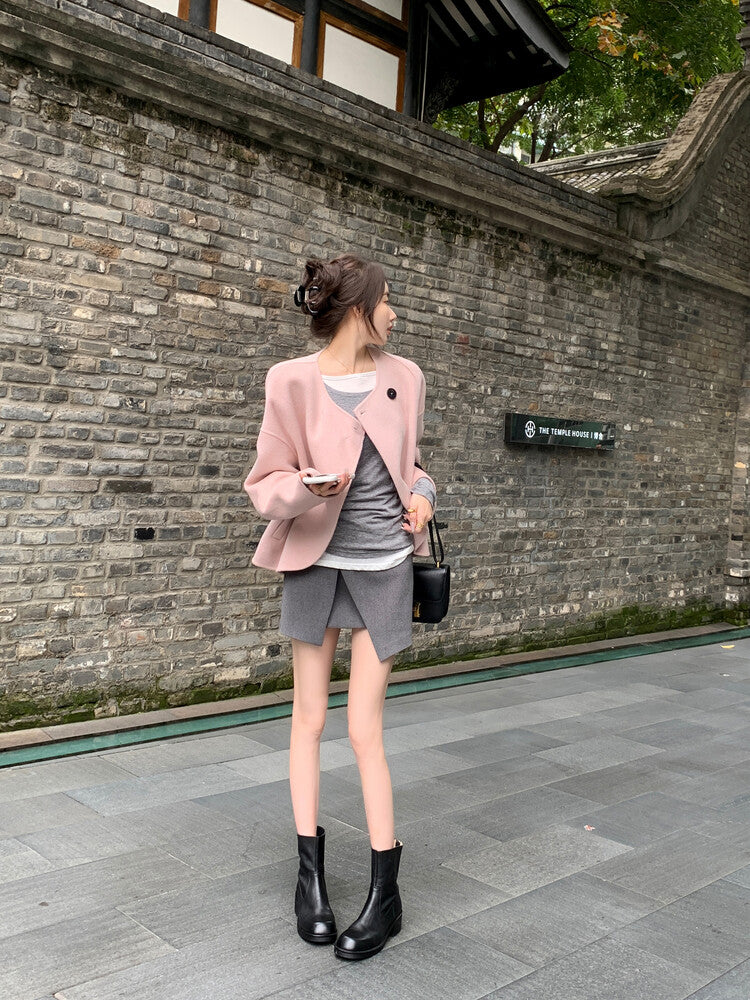 Karin Luna In Stock Spot Goods  Full-grain leather inside and out   Minimalist Texture  Round Toe Flat Bottom Basic Short Boots