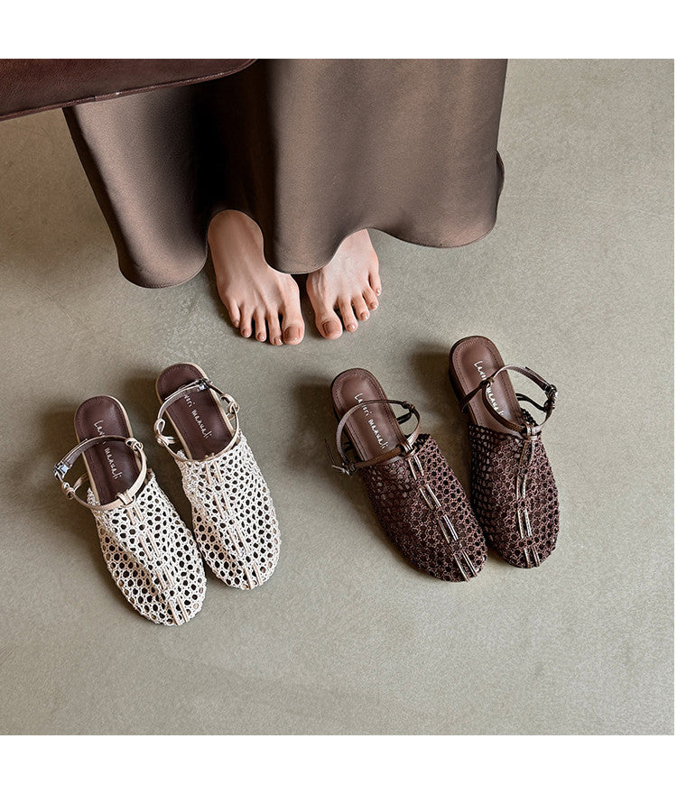 Karin Luna In Stock Spot Goods  Resort Style Series~Casual woven closed-toe flat sandals