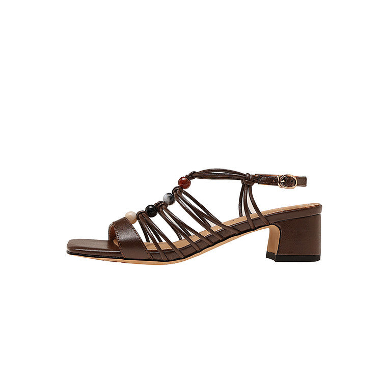 Karin Luna Bohemian Vacation Style~Square Toe Open Toe Sandals