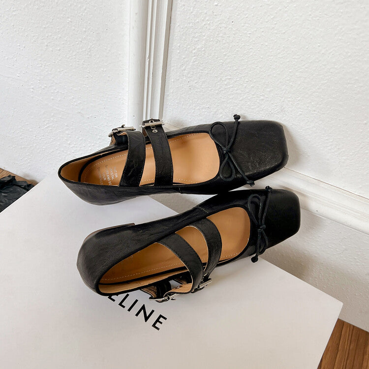 Karin Luna Future Sense silver~Spot Goods Spot Goods Hot-selling Bowknot Retro Belt Buckle Ballet Mary Jane Shoes