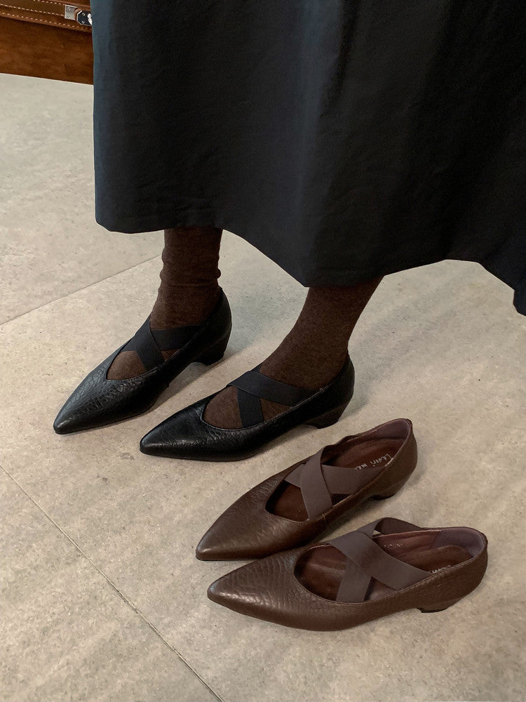 Karin Luna In Stock  Spot Goods  a Large Number of Spot Goods Pointed Toe Cross Strap Hidden Wedge Shoes