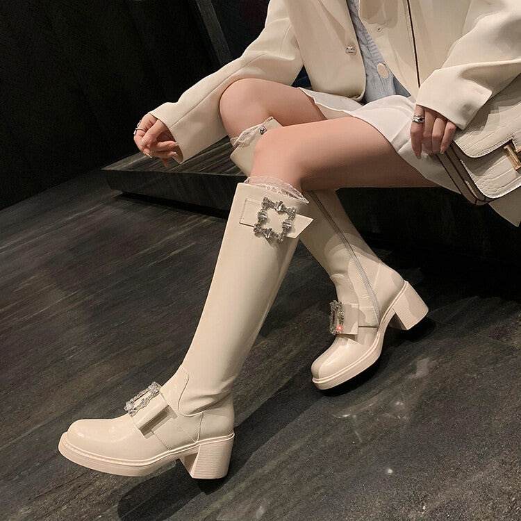 Karin Luna has prepared stock  Custom Large Square Buckle Bowknot Fastener Elegant Long Boots