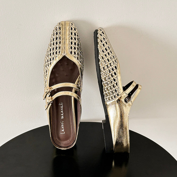 Karin Luna In Stock Spot Goods Hollow Woven One-Strap Closed-Toe Slippers