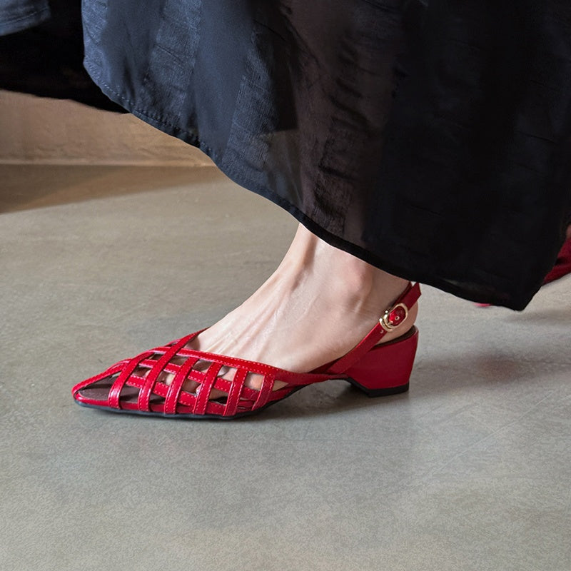 Karin Luna Braided Style ~Cross-woven Pointed Toe Closed-toe Sandals