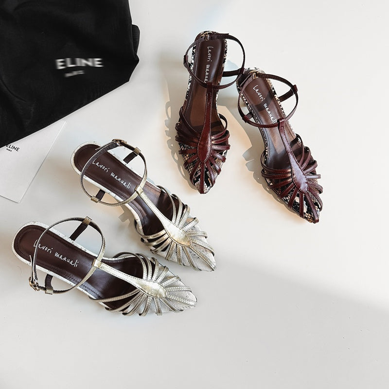 Karin Luna In Stock Spot Goods Open-toe French Style Metal Heel Sandals