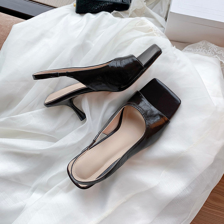 Karin Luna Classic Style Square Toe Open Toe French Retro Sandals