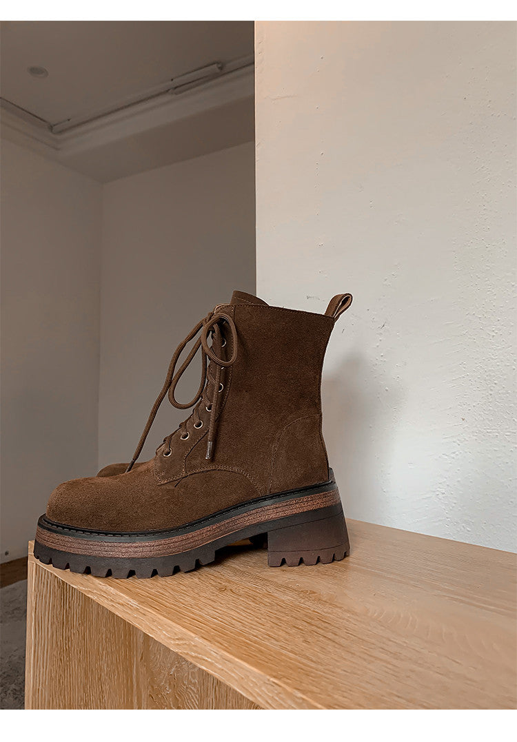 Karin Luna In Stock Casual style thin strap round toe suede ankle boots