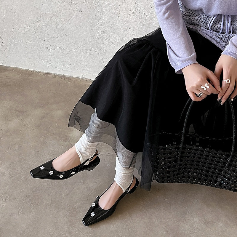 Karin Luna In Stock  Spot Goods  Rhinestone Small Square Toe Closed-Toe Sandals