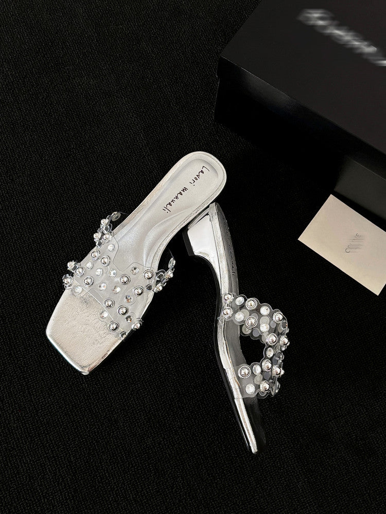 Karin Luna In Stock Spot Goods Classic versatile transparent sequin slippers