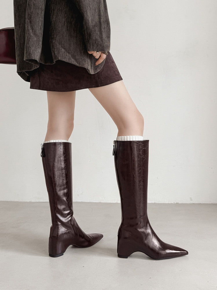 Karin Luna Elegant Style Pointed Toe Internal Height Increase Long Boots