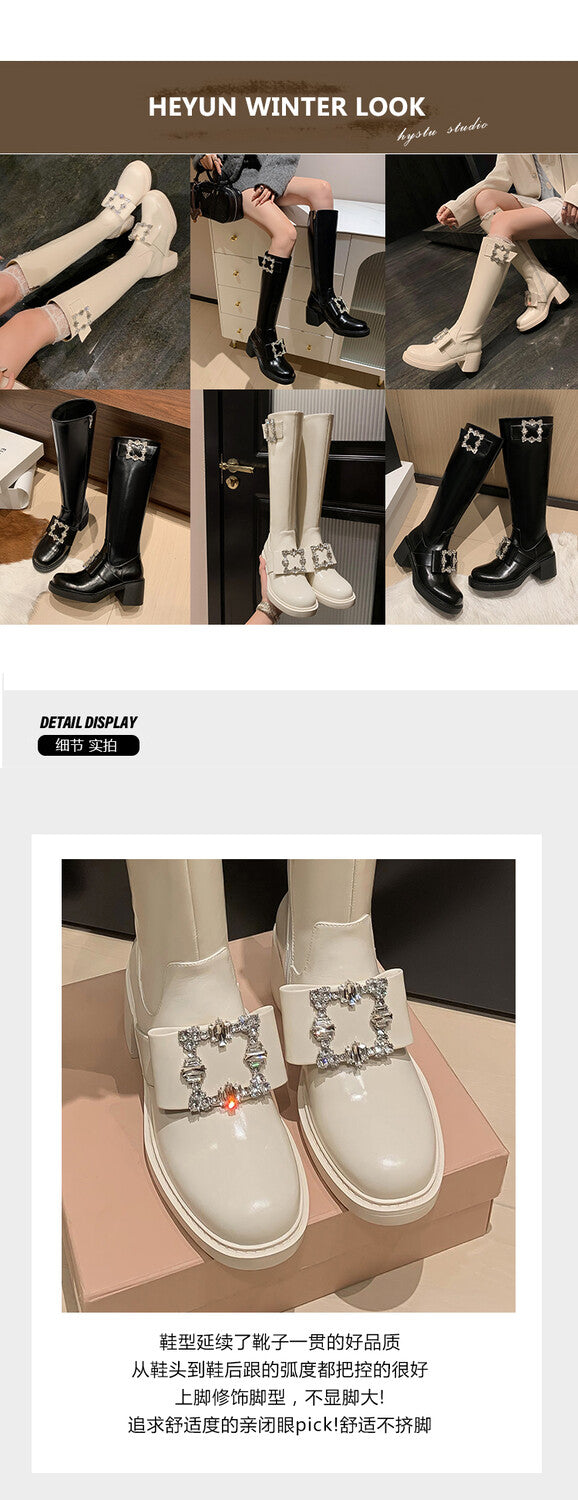 Karin Luna has prepared stock  Custom Large Square Buckle Bowknot Fastener Elegant Long Boots