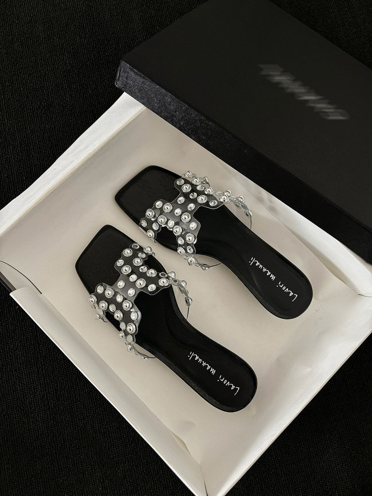 Karin Luna In Stock Spot Goods Classic versatile transparent sequin slippers