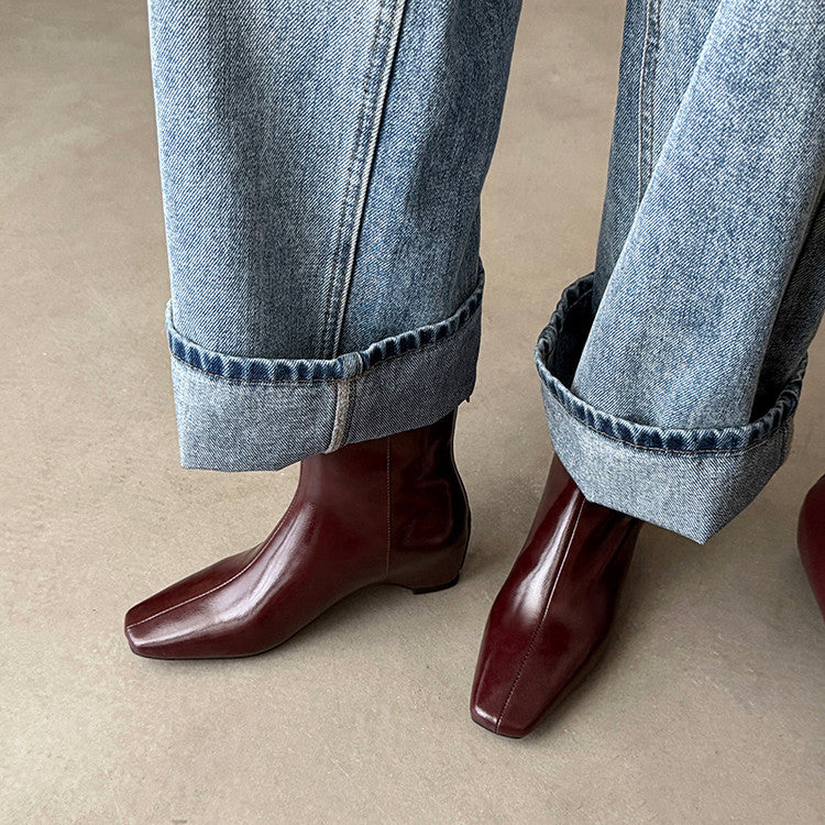 Karin Luna Basic Versatile  Square toe Hot-selling Short Boots