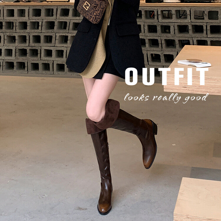 Karin Luna exploded  Three versions exploded Single Fleece Lining Fur Collar Version  Thick Fur Collar Foldable Hot-Selling Full Cowhide Pointed Toe Chunky Heel Classic Style