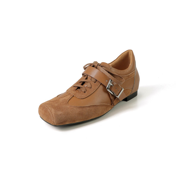 Karin Luna In Stock Spot Goods  Designed retro square-toe ballet shoes with laces