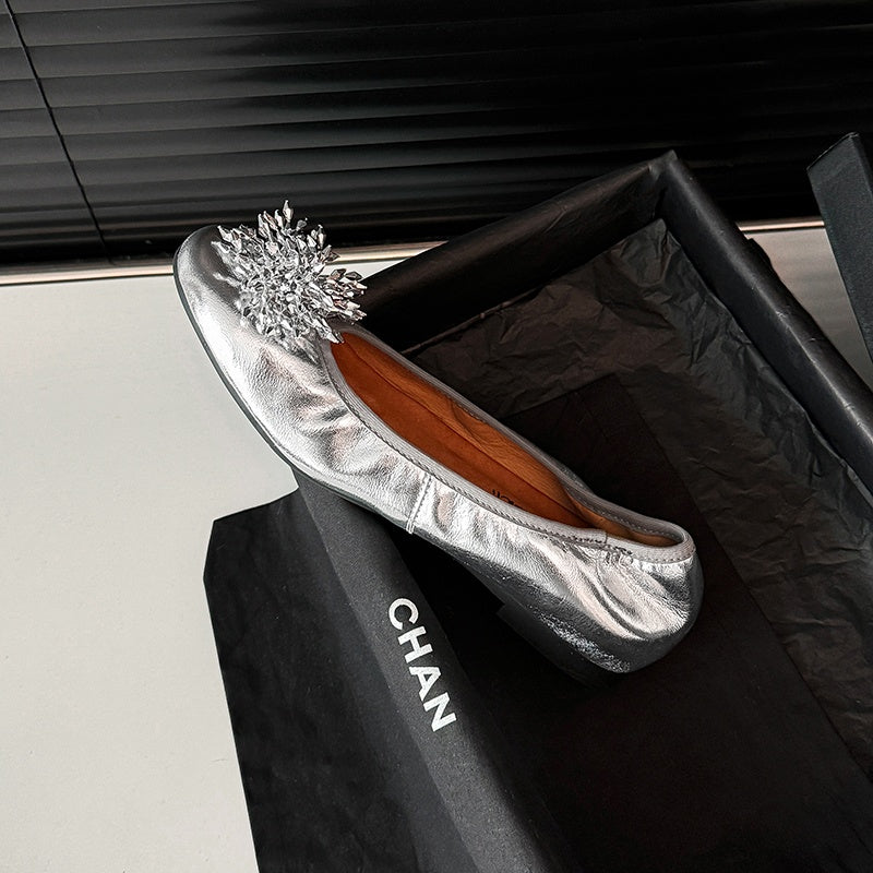 Karin Luna Full Leather Inside and Out~Gorgeous Fireworks Flat Granny Shoes
