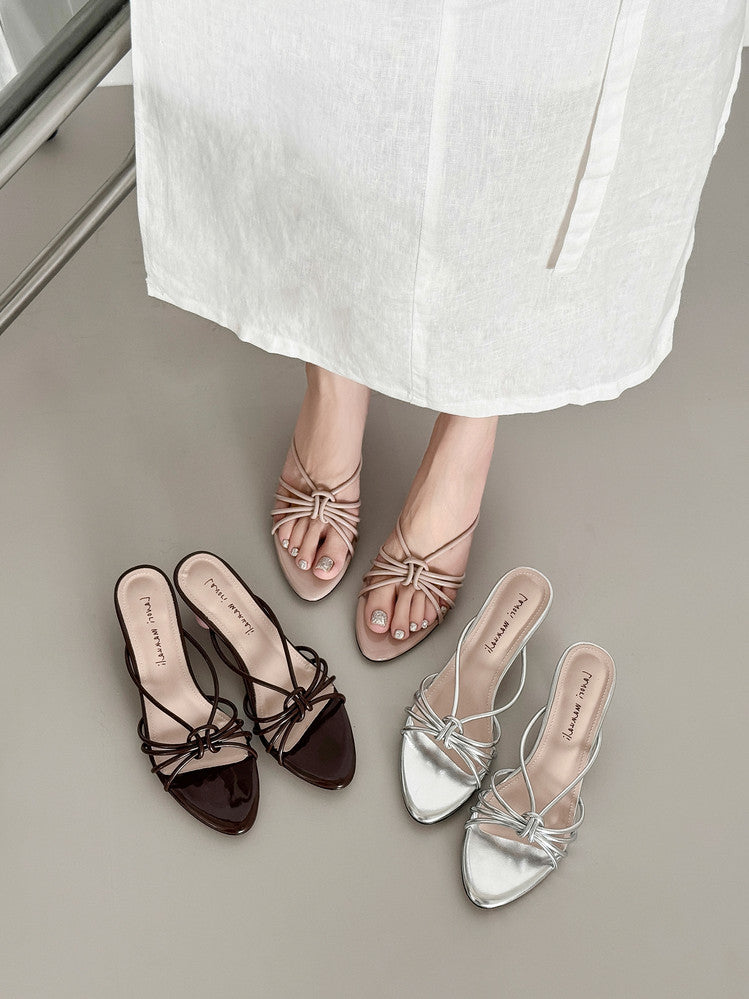 Karin Luna In Stock In Stock  In Stock Round Toe Cross Hollow Round Toe Stiletto Slippers