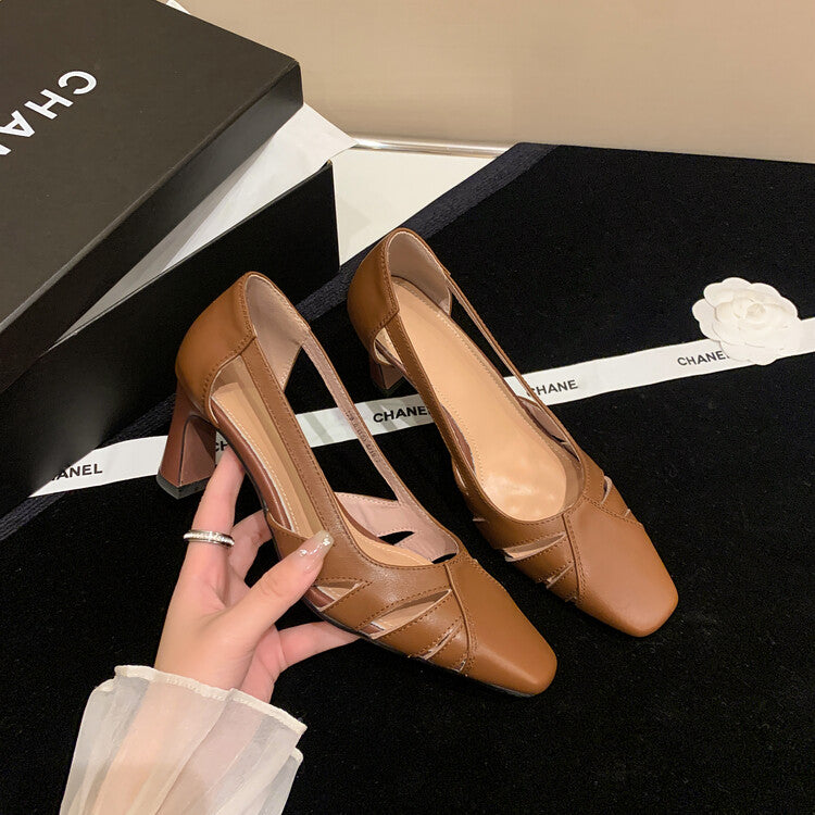 Karin Luna Hot-Selling Retro Big Item Big Goods Available for sale all seasons French-style Hollow Out Single Shoes Full leather inside and out