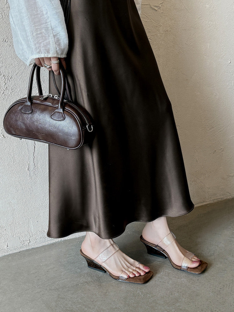 Karin Luna Hot-Selling Amber Element~Spot Goods Spot Goods Transparent tpu   Minimalist Square-Toed One-Strap Slippers