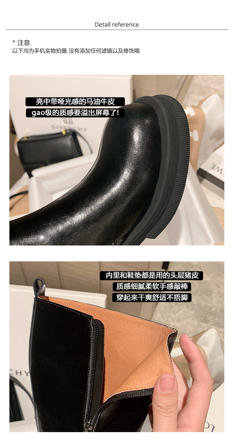 Karin Luna In Stock Spot Goods  Always in stock  Classic Basic Style Round Toe Thick Sole Knight Boots