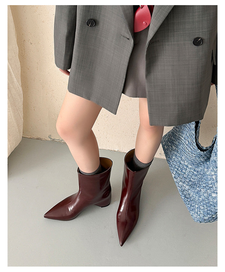 Karin Luna Elegant Pointed Toe Hidden Wedge Short Boots