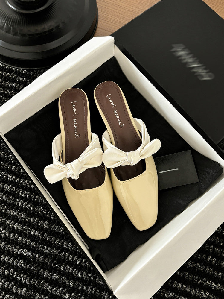 Karin Luna In Stock In Stock  Fluffy feel Bowknot Closed-Toe Slippers