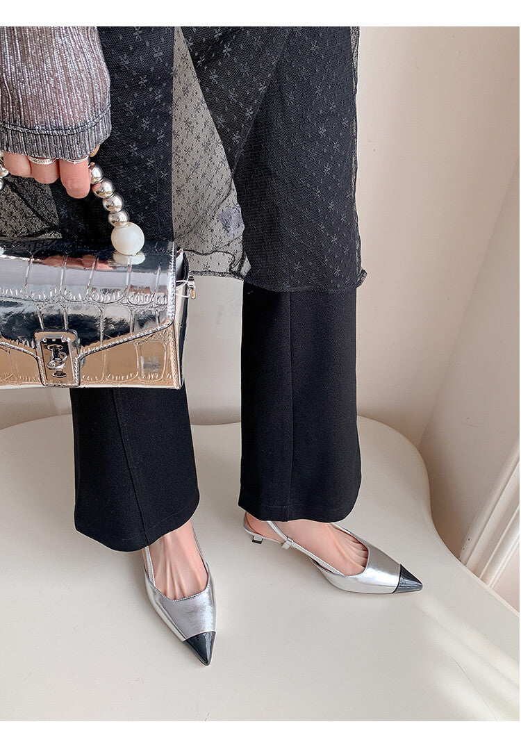 Karin Luna In Stock 24New Year's stock is now available Color Block Pointed Toe Full Leather Sandals