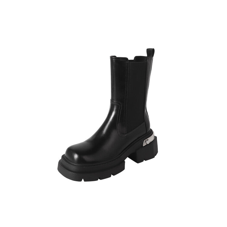 Karin Luna da Brand Series~Rear Metal Decoration Thick Sole Stretch Boots