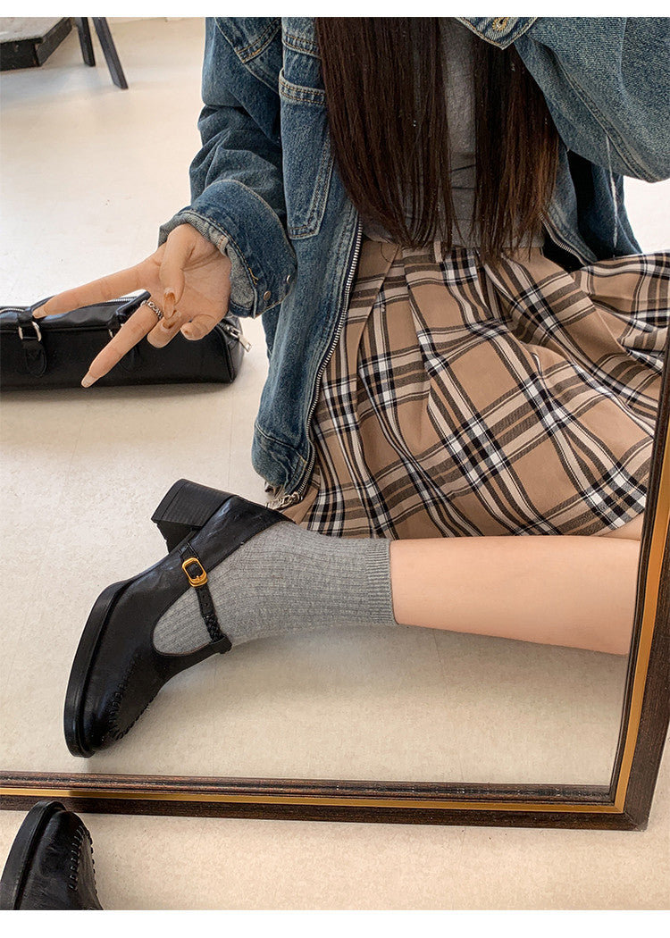 Karin Luna In Stock Spot Goods Vintage Braided Twist High Heels T Round Toe Thick Sole Single Shoes