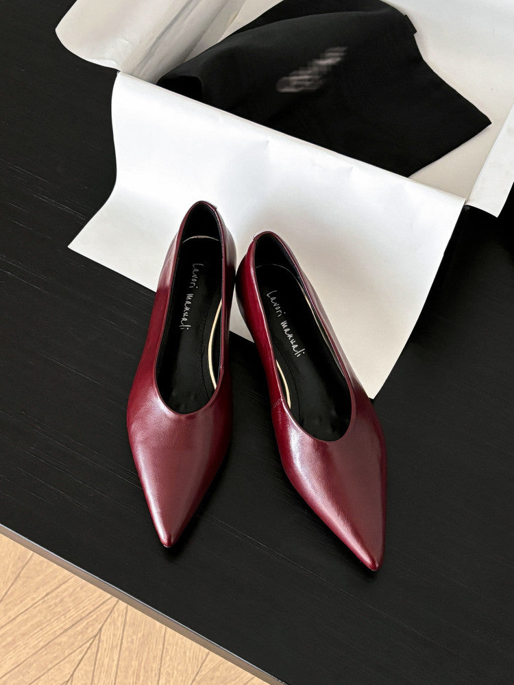 Karin Luna In Stock Spot Goods Classic three-color pointed toe metal heel shoes
