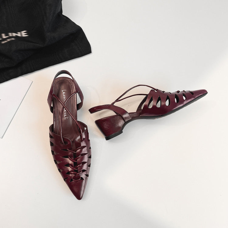Karin Luna Braided Style ~Cross-woven Pointed Toe Closed-toe Sandals