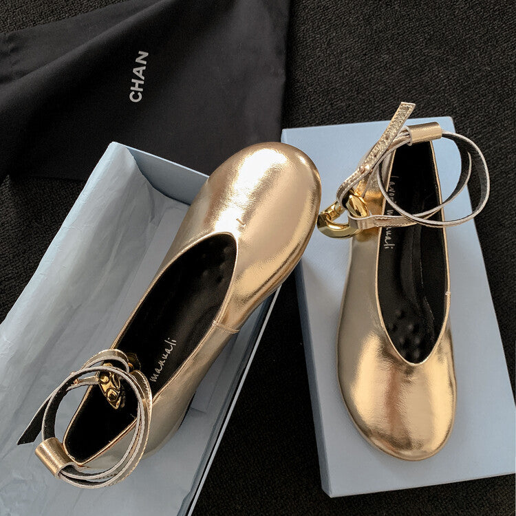 Karin Luna In Stock Large Stock Main Promotion  Two-Way Wear Height-Increasing Retro Gold Buckle Mary Jane Shoes