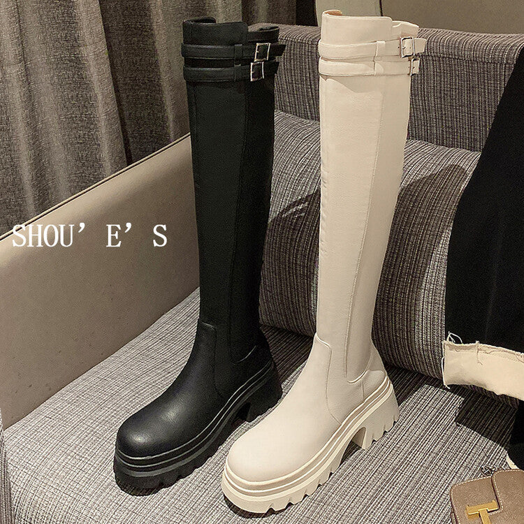 Karin Luna In Stock is the Way to Go！ Basic Thick-Soled Over-the-Knee Boots Super Soft Sheepskin Classic