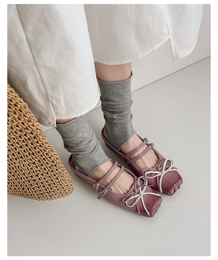 Karin Luna In Stock In Stock   Summer New Sweet Bowknot Color Block Square Toe Height-Increasing Slippers