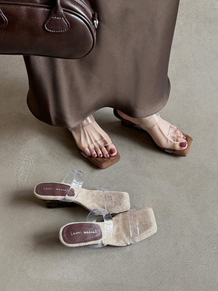Karin Luna Hot-Selling Amber Element~Spot Goods Spot Goods Transparent tpu   Minimalist Square-Toed One-Strap Slippers
